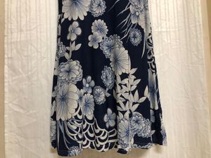 Blue Printed Sleeveless Midi Dress