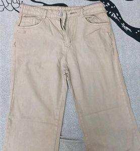 Beige wide leg jeans