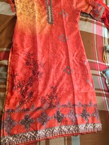 Red Colour Kurta set With Dupatta For Wome