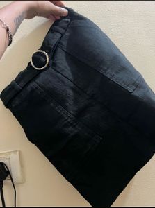 Black Belted Mini Skirt