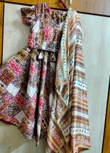 Patchwork Print Maxi Skirt