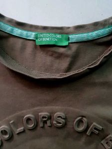 Benetton Olive Green Graphic Tee