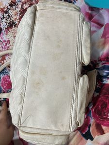 Imported Vintage Quilted Cream Satchel