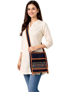 Embroidered Tribal Print Denim Sling Bag