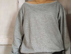Grey Off-Shoulder Sweatshirt