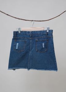 Ripped Denim Mini Skirt