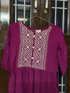 Embroidered Purple Kurta Dress