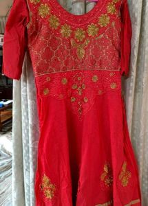 Red & Gold Embroidered Salwar Kameez
