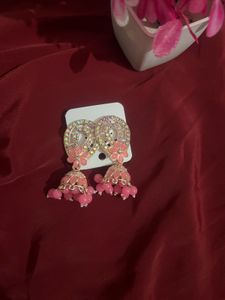 Pink Jhumka Earrings