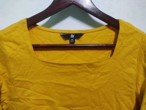 Fig Mustard Yellow Stylish Neck Top Women