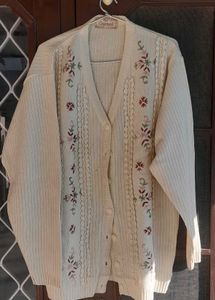 Embroidered with Lace work  Wollen  Cardigan