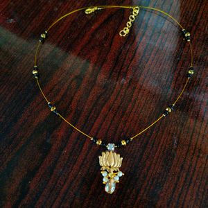 Gold Lotus Pendant Invisble Mangalsutra Chain