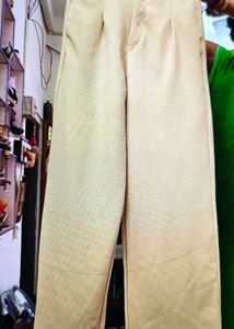 Beige Wide Leg Corduroy Pants