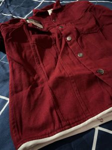 New Maroon Denim Jacket