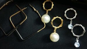 Combo Drop Earrings ,silver and golden
