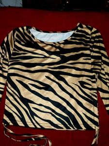 Zebra Print Long Sleeve Top