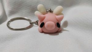 Cute Pink pig with a wing keychain