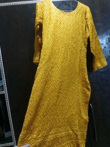 Yellow Embroidered Kurti