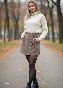 Checkered Skort with Button Detail