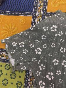 green Floral Print Top