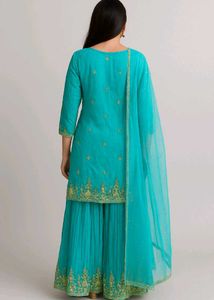 Teal Embroidered Kurta Set