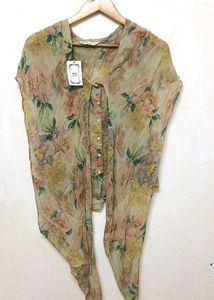 Vintage Floral Lace Tie Up Top