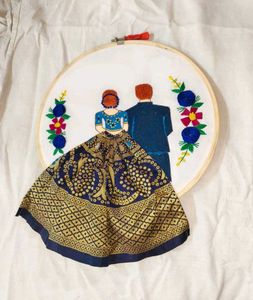Couple Embroidery Wooden Hoop