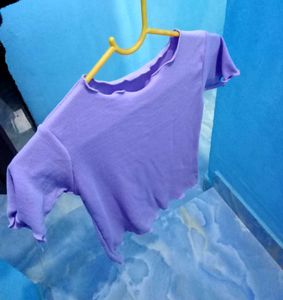 Cute Purple Ribbed Crop Top