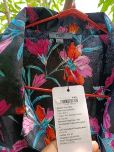 Black Floral Crop Shirt