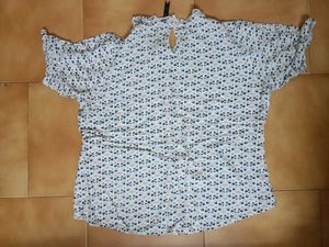 Patterned Ruffle Neck Top