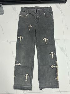 Custom Bleach Painting Baggy Grey Washed Jeans