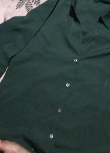 Women Half Sleeve Dark Green Shirt