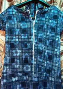 Trendy &amp; Soft Blue Plaid Dress | Back Zip | Elegan