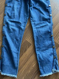 Button Accent Denim Pants