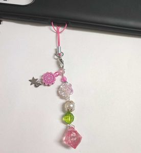 Pink Flower Crystal Phone Charm
