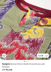 Myntra product Kurta pant Sets Pure Cotton