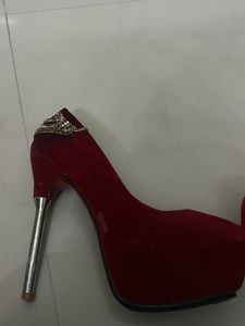 Red Velvet Pencil Heels
