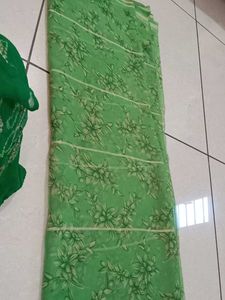 Green Floral Print Saree
