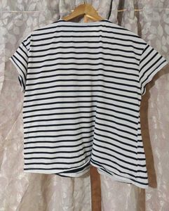 B&amp;W Striped Tee with Lace Detail