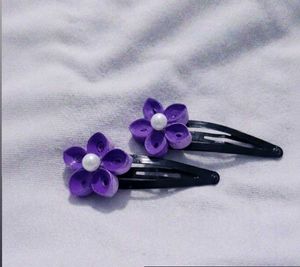 Purple Flower Hair Clips