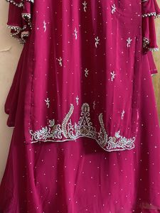 Handwork Hot Pink Three Piece Lehenga Set