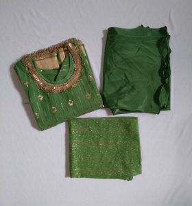 Green Embroidered Kurta Set
