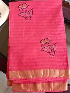 Peach Color Embroidery Saree