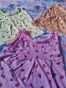 Strawberry Print Baby Dresses (Set of 3)