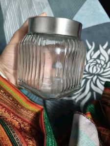 Set of 4 Ribbed Glass Storage Jars with Lids