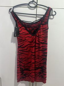 Red Tiger Print Swim Dress/top