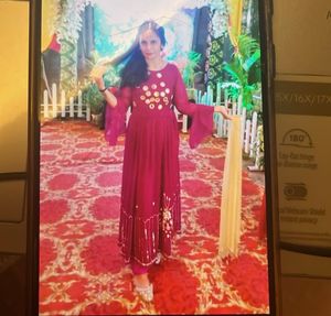 Purple Mirror Work Kurta