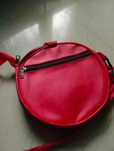 Red Doll Print Circle Bag