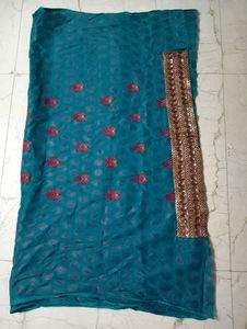 Green colour Cotton Dress Material