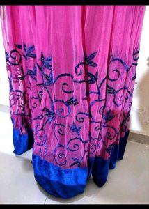 Pink &amp; Blue Embroidered Wedding Dress